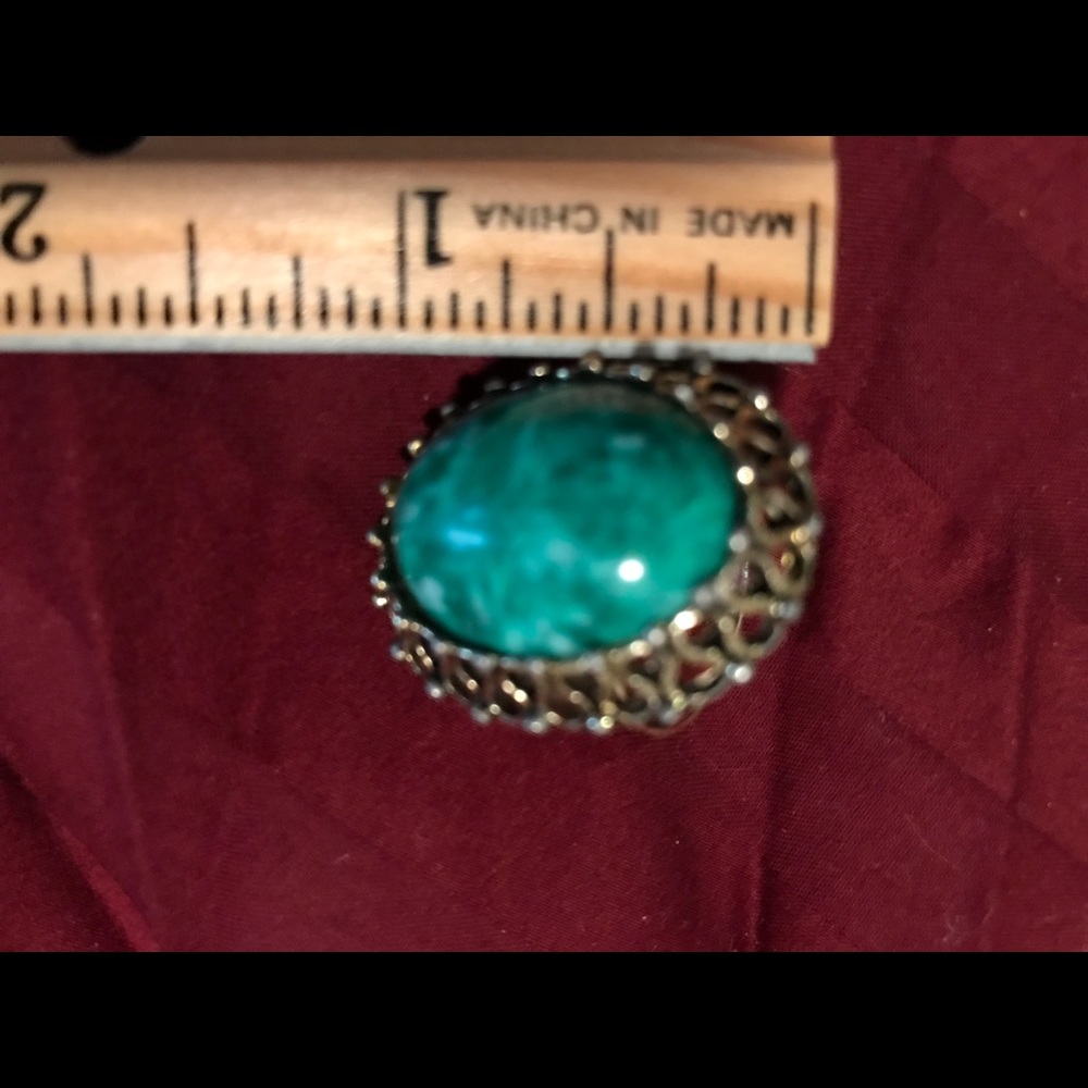 Large Turquoise Ring Adjustable Sizing Vintage - image 3